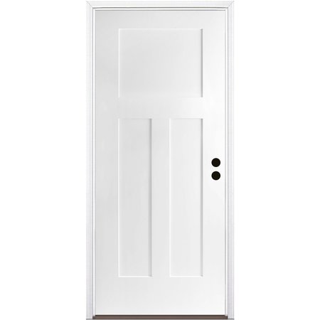 CODEL DOORS 32" x 80" Primed White Shaker Exterior Fiberglass Door 2868LHISPSF3PSHK49161DB